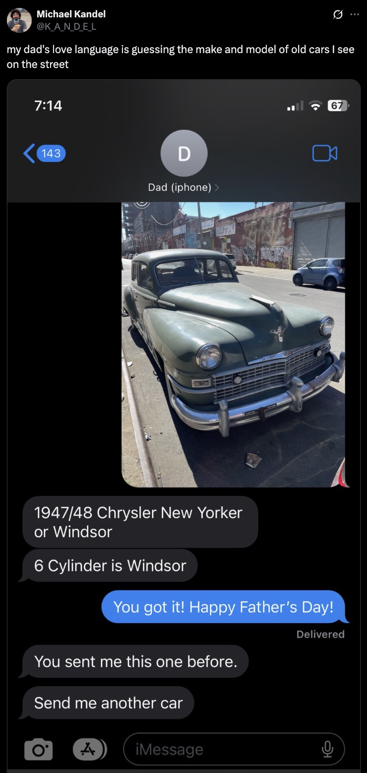 The ideal father-son relationship.